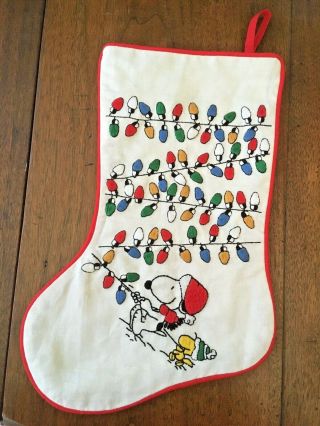 Vintage - Snoopy & Woodstock Peanuts – Hand Made Embroidered Christmas Stocking