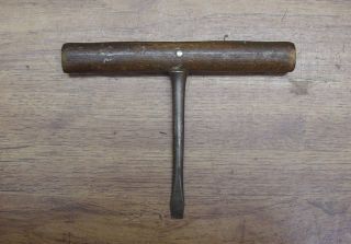 Vintage Homemade " T " Shaped Wooden Handled Screwdriver,  3/8 " Tip,  Nicely Done