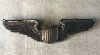 Vintage Wwii Sterling Pilot Wings,  3 Inch,  Pin Back 27 Grams.