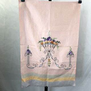 Vintage Needlepoint Dresser Scarf Table Runner Embroidered Chandelier Floral