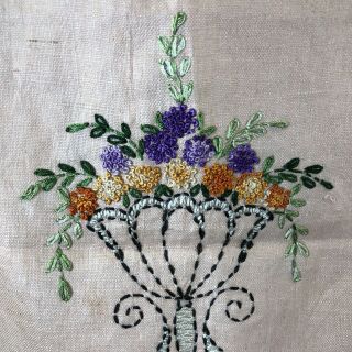 Vintage Needlepoint dresser scarf table runner embroidered chandelier floral 2