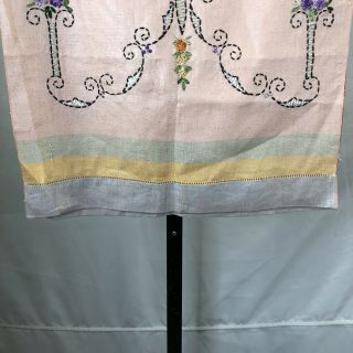 Vintage Needlepoint dresser scarf table runner embroidered chandelier floral 3