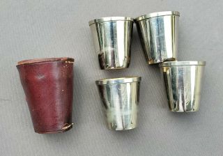 Vintage Rumpp Shot Glass Set Of 4 Leather Case - Occupied Germany