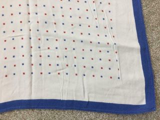 Vintage Printed Tablecloth 1960s Red White Blue 40 X 50 Squares