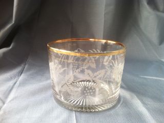 Vintage Ice Bucket Glass With Gold Rim And Frosted Leaf Design Barware Fancy