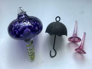 Best Vintage Antique Handblown Glass Hummingbird Feeder W/umbrella Hook Beauty