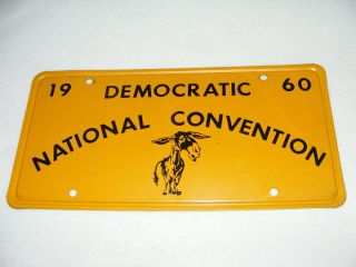 VINTAGE 1960 ' S DEMOCRATIC NATIONAL CONVENTION OFFICIAL LICENSE PLATE 3