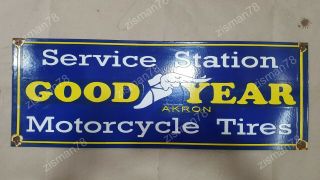 Goodyear Service Station Vintage Porcelain Sign 29 1/2 X11 Inches