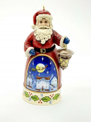 Jim Shore Christmas Ornament Santa With Lantern Sleeping Town Sleigh Scene