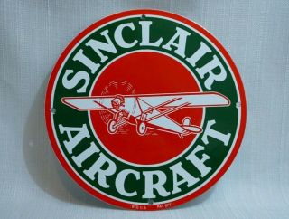Vintage Sinclair Aircraft Porcelain Sign Gas Motor Oil Service Station Gasoline