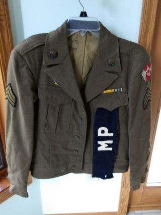 Rare Wwii 15th Us Army Military Police Mp Sergeant Uniform With Pants