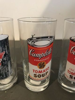 Andy Warhol Campbell ' s Soup Can Glasses Set of 4 Block Highball 3