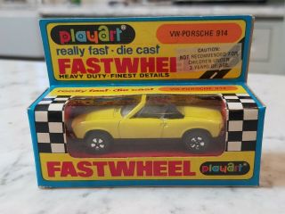Vintage 1970s Playart Fastwheel Yellow Porsche 914 Diecast Hong Kong