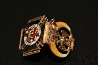 Antique 14k Gold Masonic Shriner Knights Templar 32 Degree Scottish York Pendant