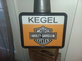 1985 Harley Davidson Glass Advertising Dealership Sign Kegel