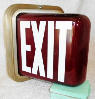 Vintage Exit Sign Glass Perfeclite Products Electric Fixture