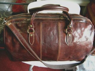 Vintage Valentina Italy Old Leather Carry On Luggage Travel Bag " 21 "