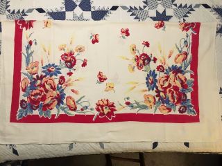 Vintage Tablecloth Floral Design 50 X 46