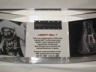 Nasa Mercury Liberty Bell 7 Flown Film Gus Grissom Lucite Display W/