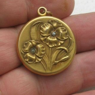Old Vintage Art Noueau Locket With Poppy Cattail Gold Filled F&b Foster & Bailey