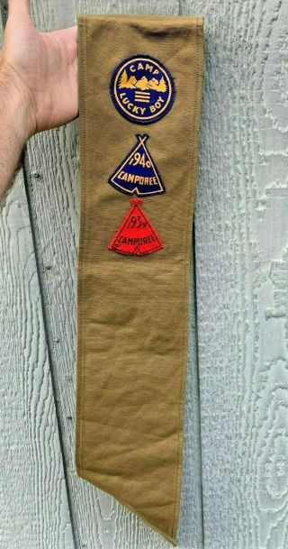 Vintage 1930 ' s 1940 BSA Boy Scouts Eagle Scout Sash W/ Merit Badges Patches Pins 2
