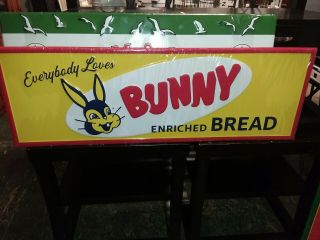 Everybody Loves Bunny Enriched Bread 42 " Long Embossed Metal Advertising Sign