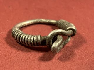 Very Rare Ancient Viking Norse Solid Silver Coiled Ring Circa.  800 - 900ad