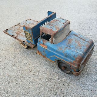 Vintage 1960s Tonka Farms Stake Truck Pressed Steel Usa Made Blue Rough Shape