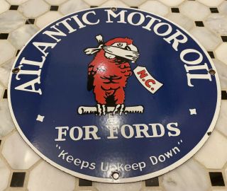 Vintage Atlantic Motor Oil Porcelain Sign Oil Gas Dealership Ford Chevrolet