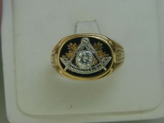 Antique/vintage Freemason Masonic 14k Gold And Diamond Ring Size 10