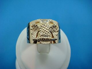 14k Yellow Gold Large Scottish Rite Masonic Vintage Ring,  12.  3 Grams,  Size 11.  75