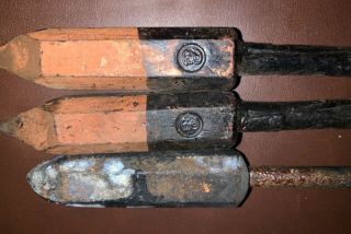 3 Vintage Soldering Irons,  2 Em Co No 2,  1 Unmarked,  Steel Shaft