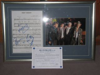 The Rolling Stones Signed Song Sheet And Photo (framed) With