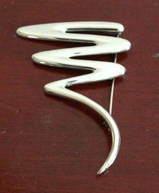 1985 Tiffany & Co 925 Paloma Picasso Sterling Silver Scribble Zig Zag Brooch Pin