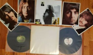 The Beatles White Album Numbered 2lps W/poster And Four Pictures