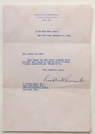Rare Letter Hand Signed Franklin D.  Roosevelt 1933 Fdr Stationery,  Envelope