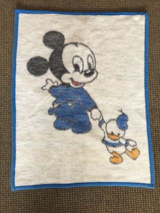 Vintage Biederlack Disney Babies Blanket Baby Mickey Mouse Reversible Throw Vtg