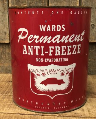 Vintage Wards Permanent Antifreeze Anti Freeze Gas Station 1 Gallon Not Oil Can