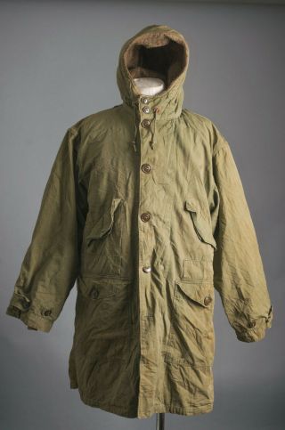 VTG 1940 ' S WWII M1947 M47 US Parka Overcoat Jacket Pile Liner 2