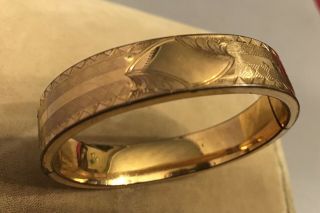 Vintage Victorian Gold Filled Hinged Bangle Bracelet Engraved No Mono