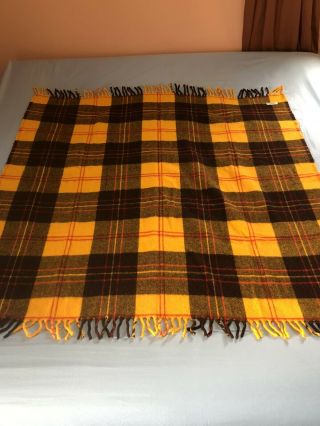 Vintage Faribo Plaid Wool Blanket Throw Faribault Woolen Mill Fluff Loomed 54x52