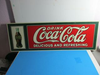 Rare Vintage Drink Coca - Cola Delicious And Refreshing 36 X 12 " Metal Coke Sign
