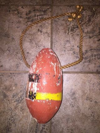 Authentic Vintage Wood Wooden Lobster Float/ Nautical Buoy With Rope Attached