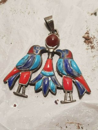 Rare Antique Ancient Egyptian Silver Hanger Soul Spirit Ka Ba Birds 1840 - 2760bc