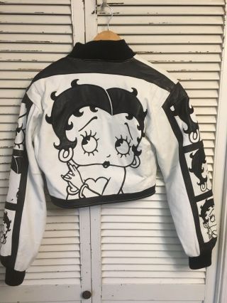 Vtg 1990’s Betty Boop Cropped Leather Jacket American Toons Excelled Women’s Xs