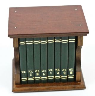 Vintage Books Wood Cork Coasters Complete Set Bookshelf Volumes Library Barware 2