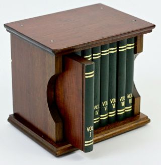 Vintage Books Wood Cork Coasters Complete Set Bookshelf Volumes Library Barware 3