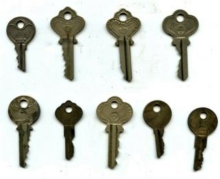 9 Antique Brass Keys,  Independent Lock Co.  (ILCO),  Fitchburg,  Mass 2