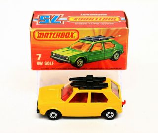 Vintage Lesney Matchbox Superfast 7 Vw Volkswagen Golf Yellow W/ Box