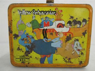 Vintage 1968 King Seely Thermos Co The Beatles Yellow Submarine Metal Lunch Box